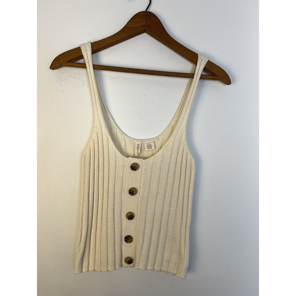 Sky and Sparrow Tank Top Sweater Women's Medium Stretch Button Detail Y2K